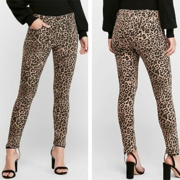 NWT Express High Rise Leopard Print Ankle Legging size 18